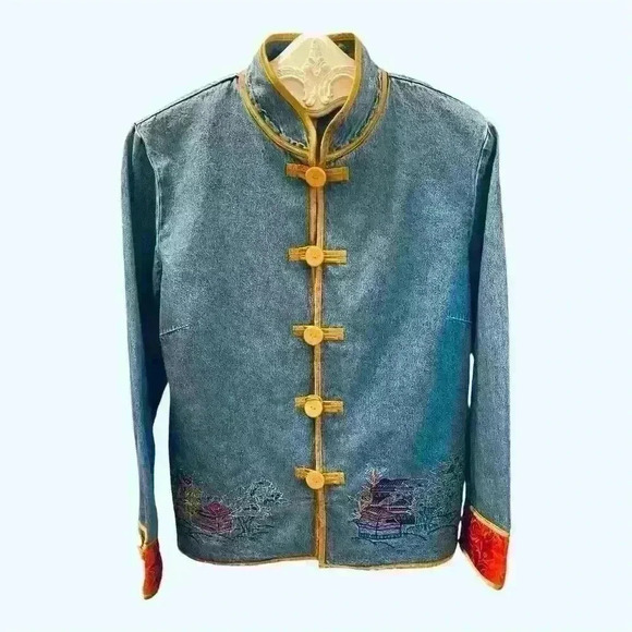 Heart of Palms Jackets & Blazers - Heart of Palms Women's Size 10 Blue Embroidered Denim Jacket